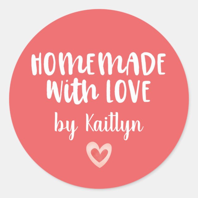 Pegatina Redonda Pink Valentine Casero Con Amor (Anverso)