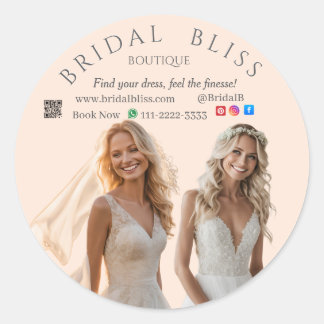 Pegatina Redonda Pink Wedding Elegant Brides Dream of Love Romance