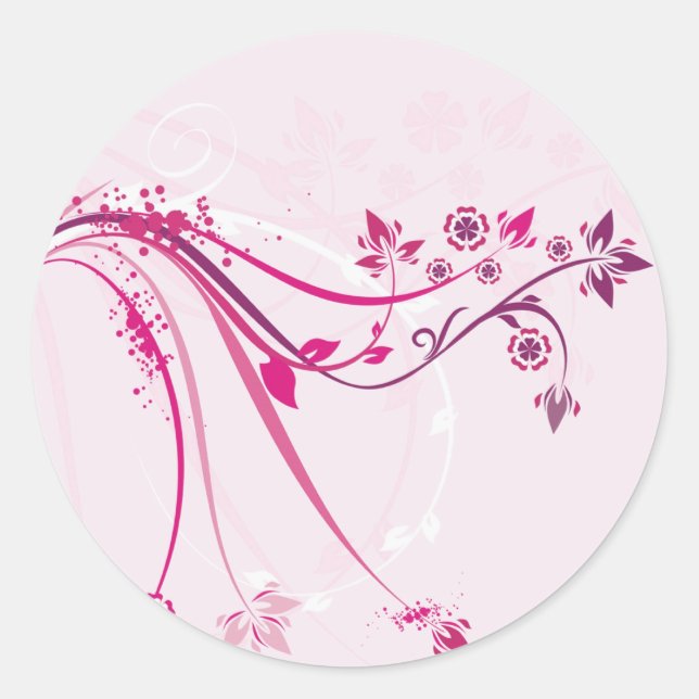 Pegatina Redonda Pink Whimsy (Anverso)