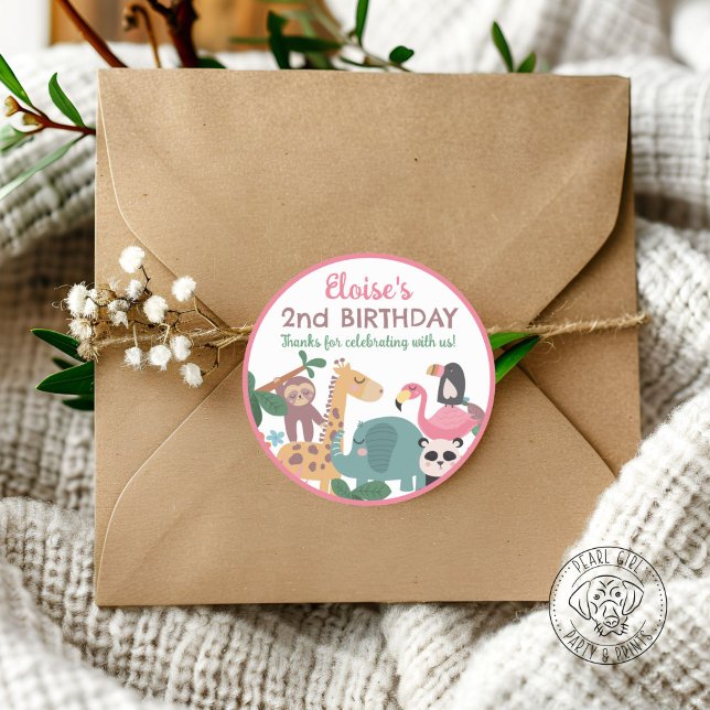 Pegatina Redonda Pink Wild Animal (Subido por el creador)