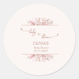 Pegatina Redonda Pink Wildflower Baby in Bloom