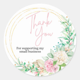 Pegatina Redonda PinkGold Small Business Thank You Round Sticker