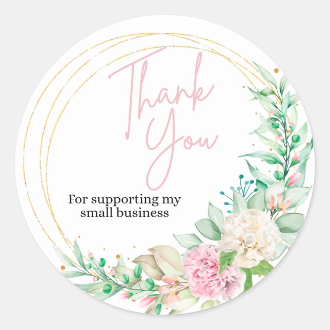 Pegatina Redonda PinkGold Small Business Thank You Round Sticker (Anverso)