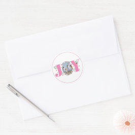 Pegatina Redonda PinkJoy con bayas foto navideña de vacaciones