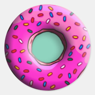 Pegatina Redonda Pinky Donut con rociadores coloridos + tus ideas