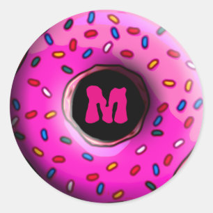 Pegatina Redonda Pinky Donut con rociadores coloridos + tus ideas