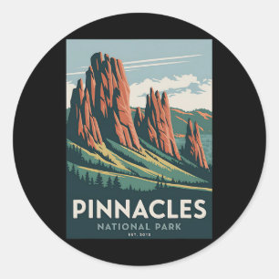 Pegatina Redonda Pinnacles National Park Camping Vintage Senderismo