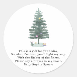 Pegatina Redonda Pino acuarela - Oraciones para el bebé