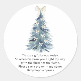 Pegatina Redonda Pino acuarela - Oraciones para el bebé