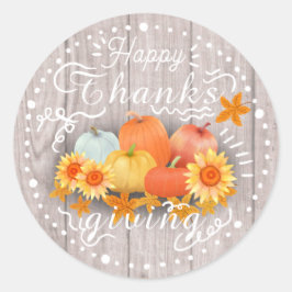 Pegatina Redonda Pino Beige de la Calabaza de Otoño