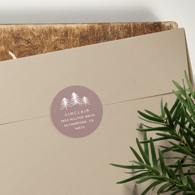 Pegatina Redonda Pinos esbozados | Dirección de devolución de vacac (Subido por el creador)