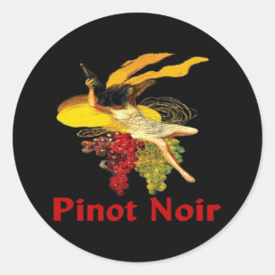 Pegatina Redonda Pinot negro de la criada del vino