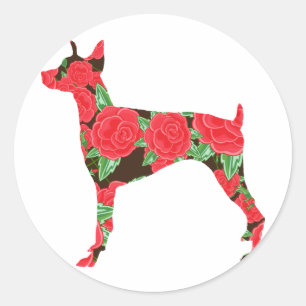 Pegatina Redonda Pinscher del Doberman