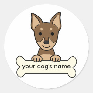 Pegatina Redonda Pinscher en miniatura personalizada