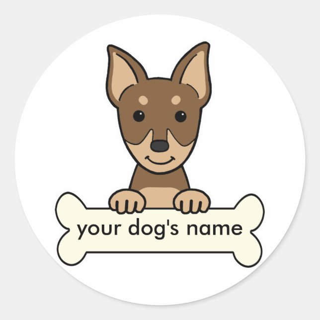 Pegatina Redonda Pinscher en miniatura personalizada (Anverso)