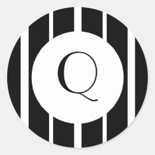 Pegatina Redonda Pinstripe blanco y negro