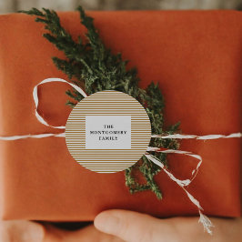 Pegatina Redonda Pinstripe de oro