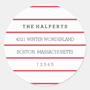 Pegatina Redonda Pinstripes anchas   Rojo y Blanco   Dirección de d