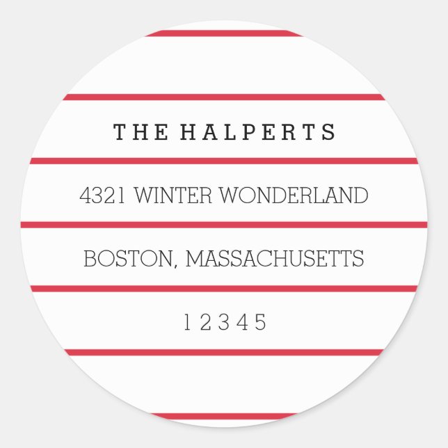 Pegatina Redonda Pinstripes anchas | Rojo y Blanco | Dirección de d (Anverso)