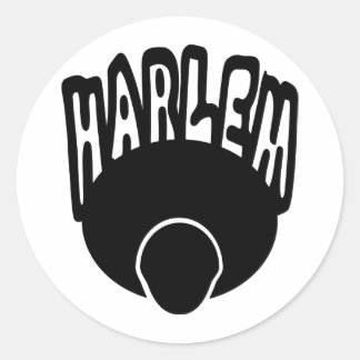 Pegatina Redonda Pintada de Harlem que crece fuera de Afro grande