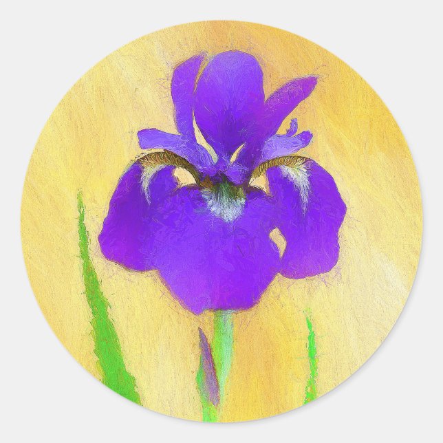 Pegatina Redonda Pintado de iris morado - Perro original curado A (Anverso)