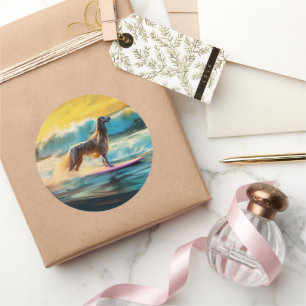 Pegatina Redonda Pintado de surf en Hound Beach Afgano