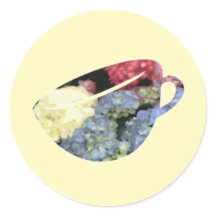 Pintado de teacup de flor de hidrangea azul y rosa