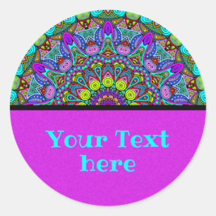 Pegatina Redonda Pintado manual Mandala Clock Face 4