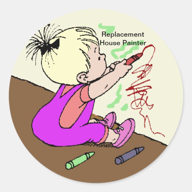 Pegatina Redonda Pintador de la casa de reemplazo (Anverso)