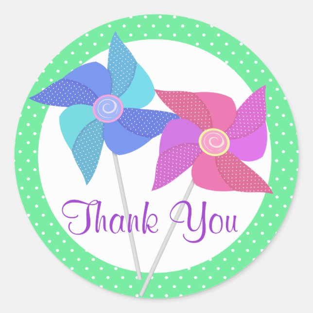 Pegatina Redonda Pintas y puntos de polka (Anverso)