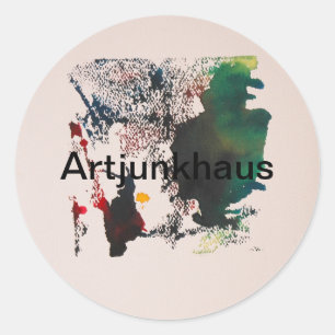 Pegatina Redonda Pintura abstracta de Crow Totem Hankamer Artjunkha