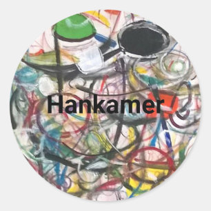 Pegatina Redonda Pintura abstracta sin título de Hankamer Artjunkha