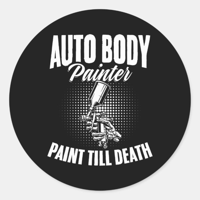 Pegatina Redonda Pintura automática del cuerpo hasta la muerte Auto (Anverso)