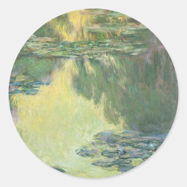 Pegatina Redonda Pintura clásica Claude Monet, Waterlilies (1907) (Anverso)
