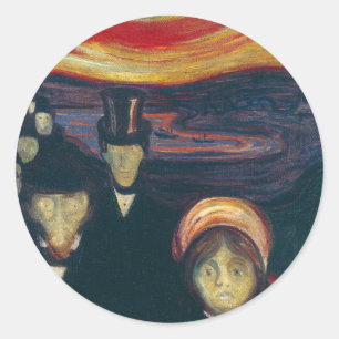 Pegatina Redonda Pintura clásica Edvard Munch, ansiedad (1894)