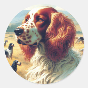 Pegatina Redonda Pintura de aceite de la vieja instalación inglesa