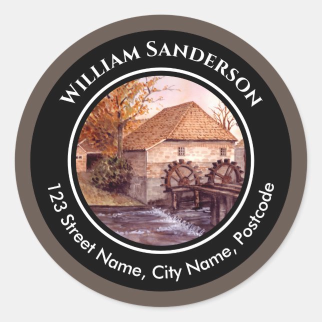 Pegatina Redonda Pintura de acuarela de Farida Greenfield (Anverso)