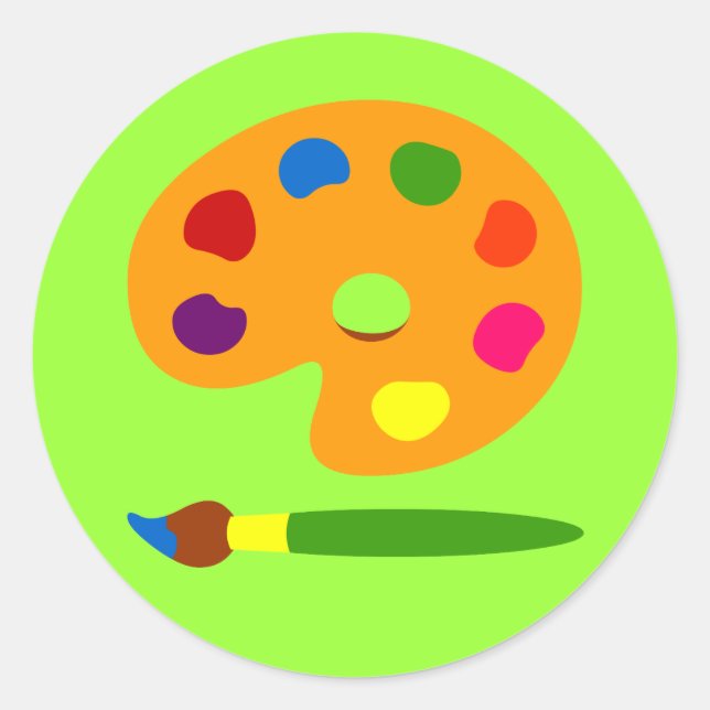 Pegatina Redonda Pintura de arte de paleta (Anverso)