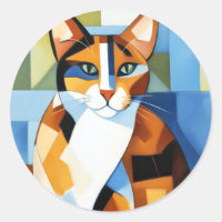 Pintura de arte Gato cubista calico