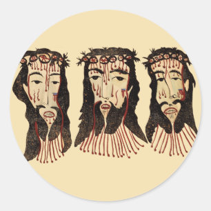 Pegatina Redonda Pintura de arte popular de la corona de Jesucristo
