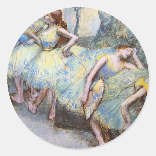 Pegatina Redonda Pintura de bailarinas de arte Degas Ballet (Anverso)