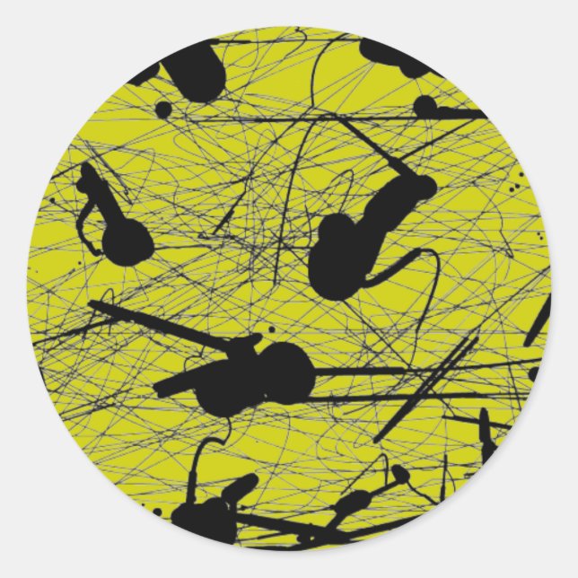 Pegatina Redonda Pintura de bandeja negra original (Anverso)