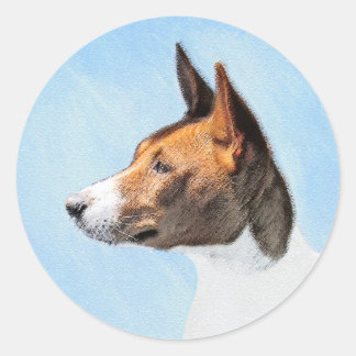 Pegatina Redonda Pintura de Basenji - Arte original muy bonito