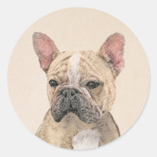 Pegatina Redonda Pintura de Bulldog francés (Sable) - Cuto original