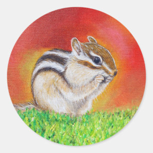 Pegatina Redonda Pintura de Chipmunk