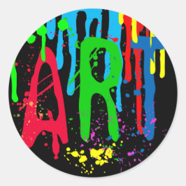 Pegatina Redonda pintura de color ART negro divertido