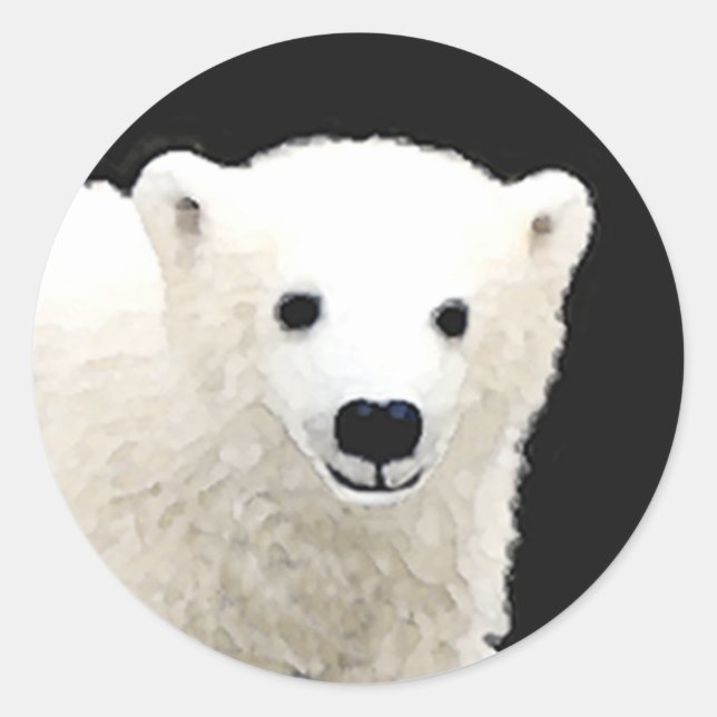 Pegatina Redonda Pintura de Cubo de Oso Polar - Arte de Vida Silves (Anverso)