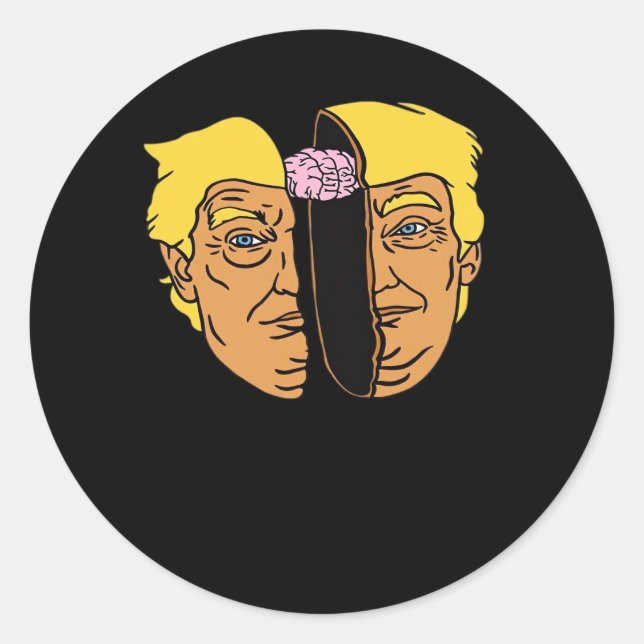 Pegatina Redonda Pintura de Donald Brain Trumpkin (Anverso)