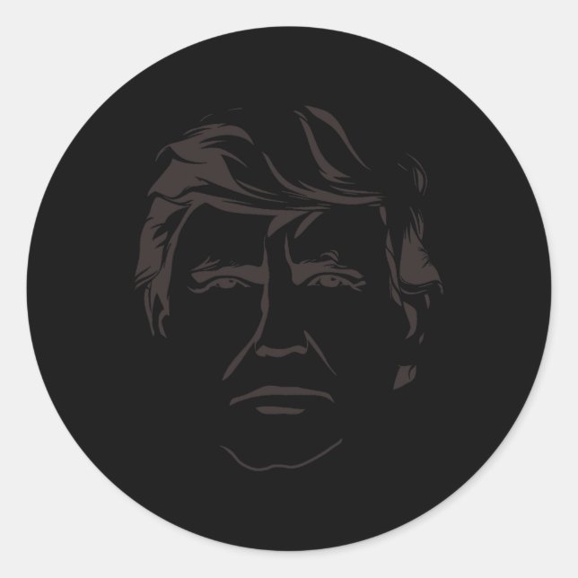 Pegatina Redonda Pintura De Donald Trump (Anverso)