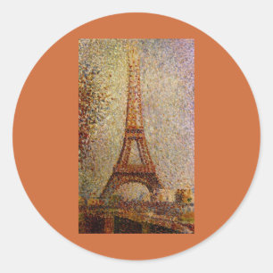 Pegatina Redonda Pintura de Georges Seurat: La Torre Eiffel (1889)